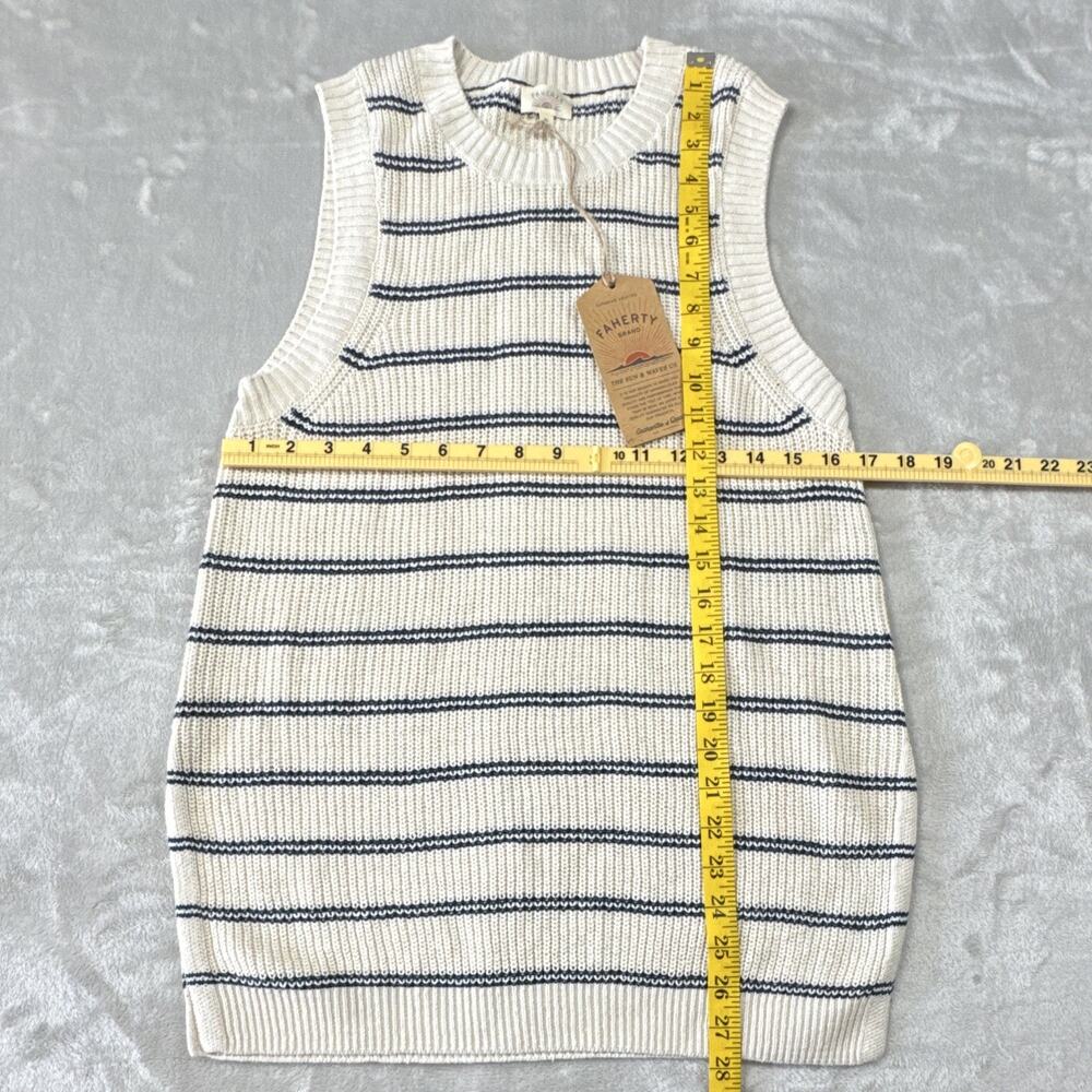 Faherty NEW Miramar Sweater Tank Women XS Cream Navy Stripe Linen Blend Nautical - Picture 4 of 8